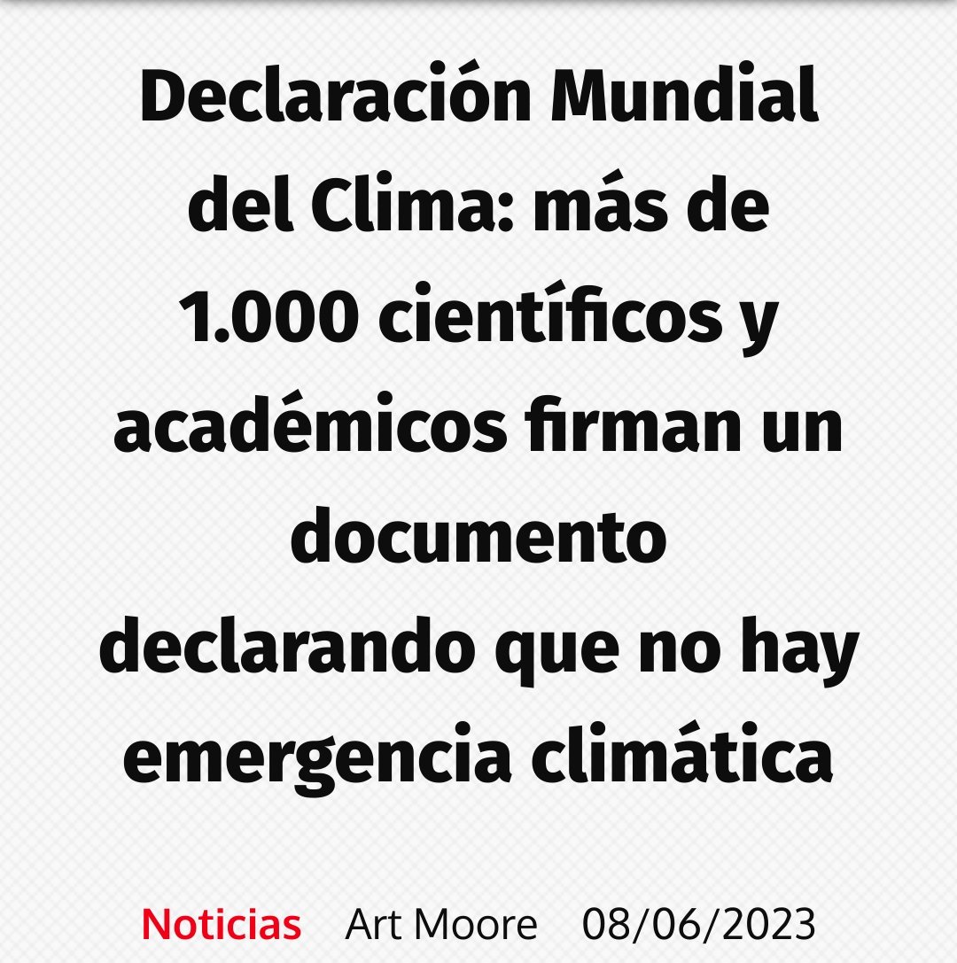 OskarLillo's tweet photo. 🔴Gobiernos VS Científicos Reales

-. Encabezados por un premio Nobel, más de 1.100 científicos y académicos han firmado un documento en el que declaran que la ciencia del clima se basa más en creencias personales y agendas políticas que en una ciencia sólida y rigurosa.

-. La Declaración Mundial del Clima afirma que la ciencia del clima “debería ser menos política, mientras que las políticas climáticas deberían ser más científicas”.

https://t.co/Vlpapm7sBD