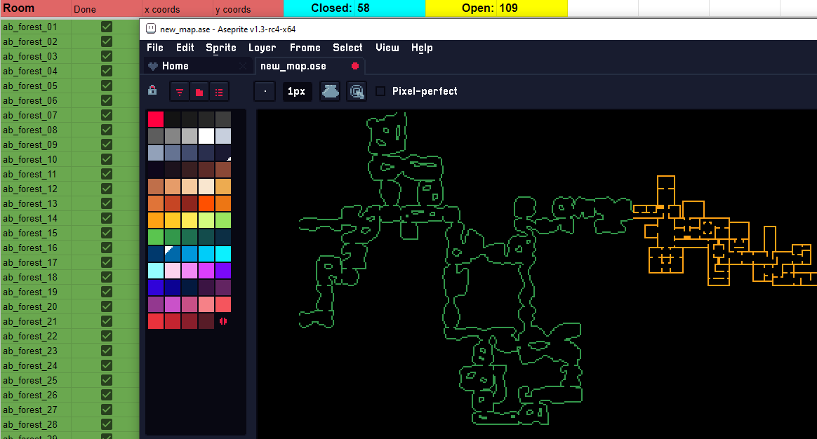 1pxlchibs's tweet image. For the 1.1 update (coming soon I promise) I optimized pretty much every aspect of the game.

Now for future updates I'm focusing on extra content.
On my todo list, was redrawing the map!
#neonblight #indiegame #indiedev #gamedev