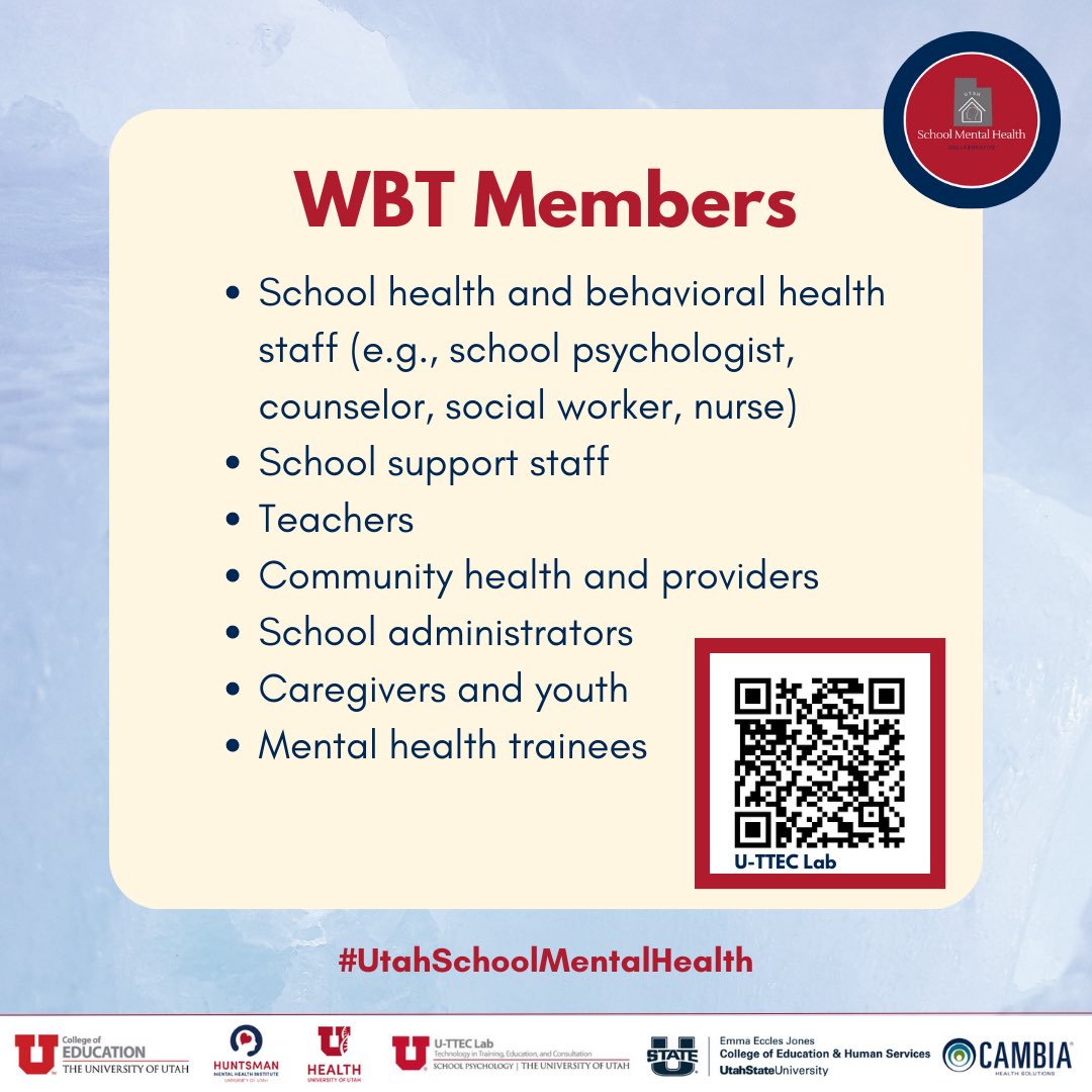 Shout-out to all the Well-Being Teams that are a part of the Utah School Mental Health Collaborative! Thank you for all that you do. 

#UtahSchoolCounselor #SchoolMentalHealth #UtahSMHCollab 
@Cambia @uofu_hmhi @UUtah @RegenceUtah @USUAggies @UTPublicEd