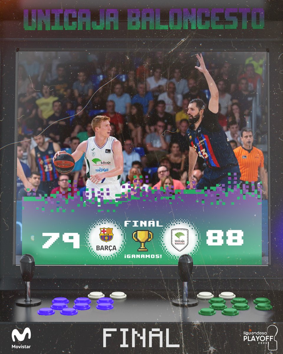 unicajaCB's tweet photo. 🚨 FINAL. ¡¡¡IGUALAMOS LA SERIE!!! 79-88

🏆 P. 2 semifinal #PlayoffLigaEndesa
🆚 @FCBbasket

💚💜 #UnicajaLive #LigaEndesa @movistar_es https://t.co/gu4K3X8zN0