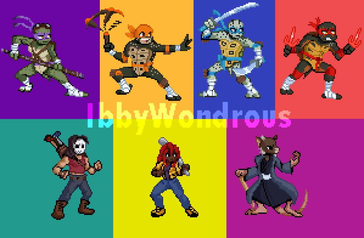 Some Shredder's Revenge style sprites with the Mystic Forest AU cast.

#TeenageMutantNinjaTurtles #ShreddersRevenge