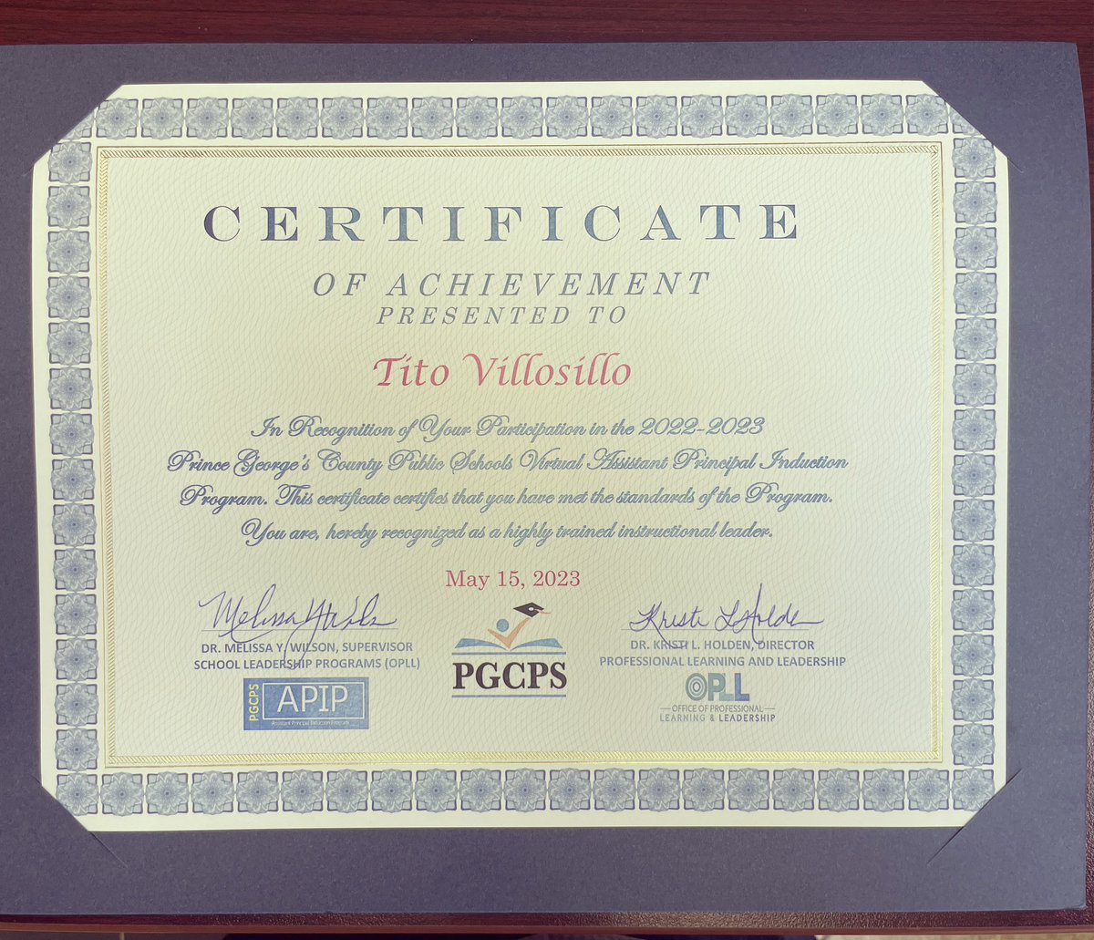 teach2dfuture's tweet image. So delighted to have completed my “Assistant Principal Induction Program” APIP with the @OPLLpgcps under the leadership of Dr. Wilson, Dr. Holmes&amp;amp; Master Pitt! My first year AP wasn’t an easy ride, but the program has helped me tremendously! Forever grateful! @pgcps #APIP 🦅💙💛
