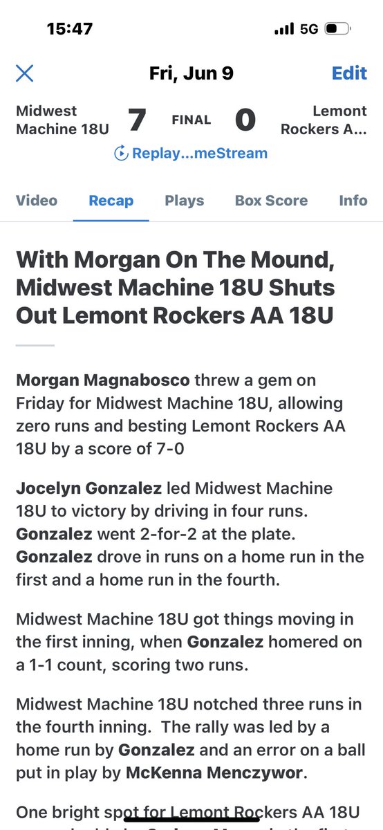 Midwest Machine 18U 2023 2024 (@machine18u) on Twitter photo Midwest Machine start things off with a bang. Meyer was swift on the base paths. Joshy goes yard twice and Mo pitches a complete game shutout.<a href="/JocelynG2023/">Jocelyn Gonzalez</a> <a href="/morgmagnabosco1/">morgan magnabosco</a> <a href="/ameliameyerr/">Amelia Meyer</a> #shutout Midwest Machine start things off with a bang. Meyer was swift on the base paths. Joshy goes yard twice and Mo pitches a complete game shutout.<a href="/JocelynG2023/">Jocelyn Gonzalez</a> <a href="/morgmagnabosco1/">morgan magnabosco</a> <a href="/ameliameyerr/">Amelia Meyer</a> #shutout