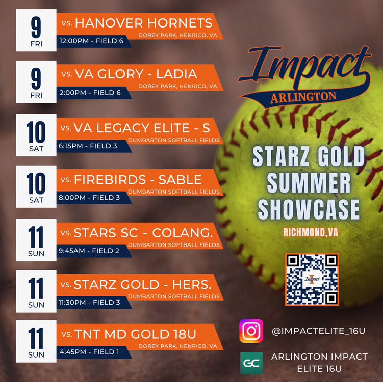 JadaHolt24's tweet photo. Schedule for the weekend. @impactelite_16u https://t.co/2blrAqqck8
