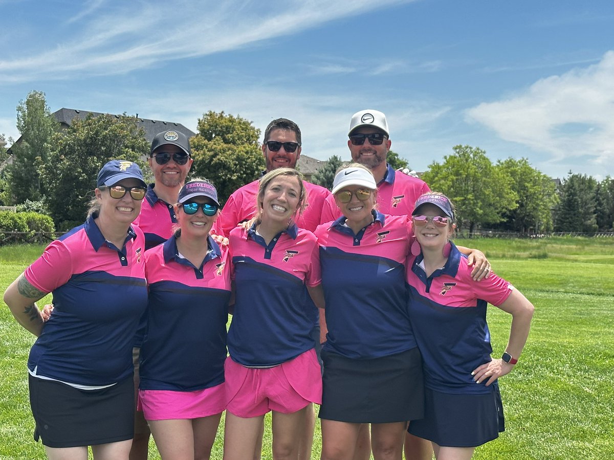 AshlieMSwanson's tweet photo. We might not win the golf game but @Frederick_HS is always best in show! Thanks @hef_longmont for a fun day on the golf course and all the support you give our students!! #StVrainStorm https://t.co/DgTs8h2oqg