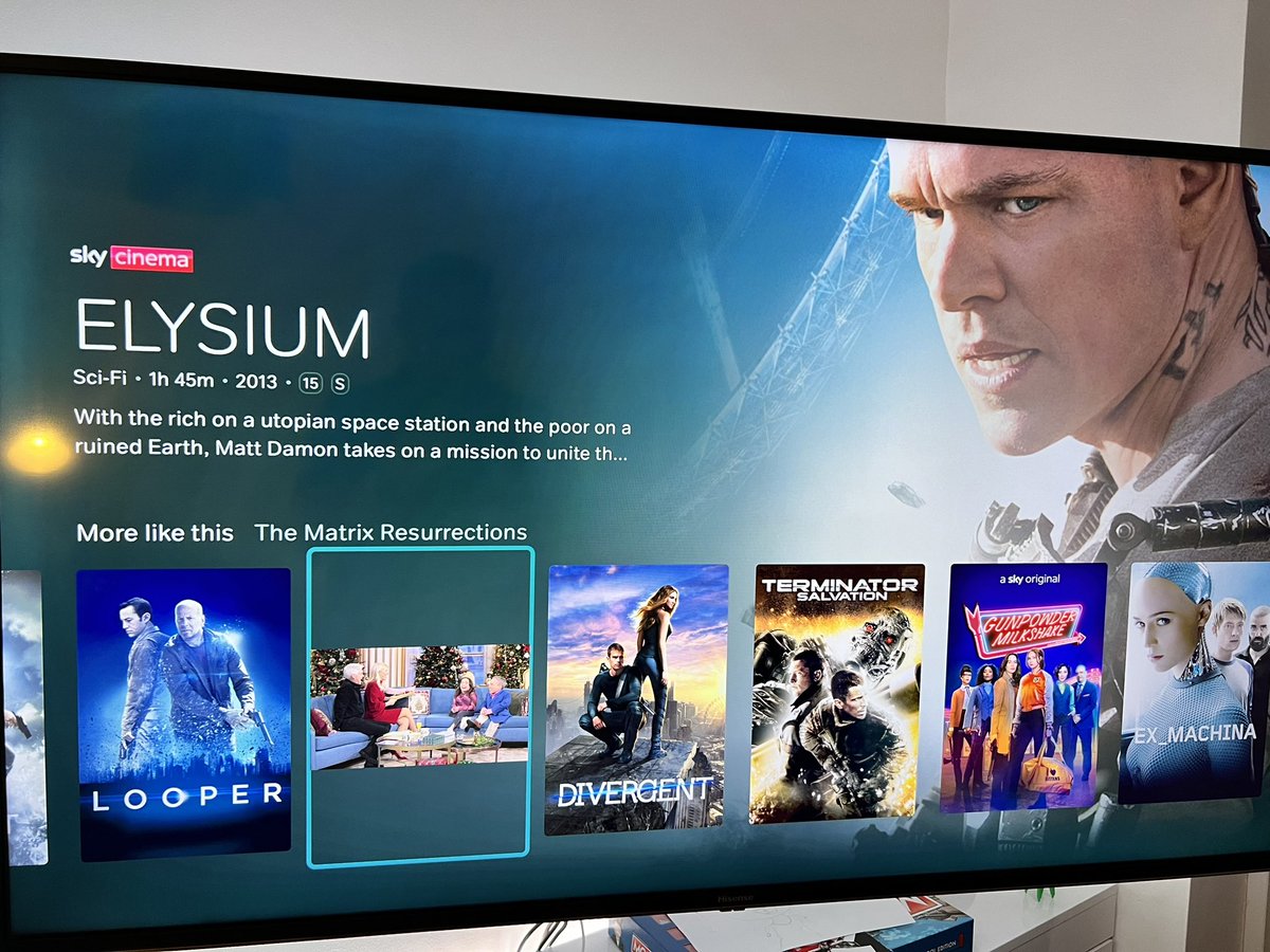 TheRealSid's tweet photo. @NOWTV Not sure I remember Phillip Schofield, Holly Willoughby, Warwick Davis and his daughter  being in Elysium… https://t.co/OpGz3IIK87