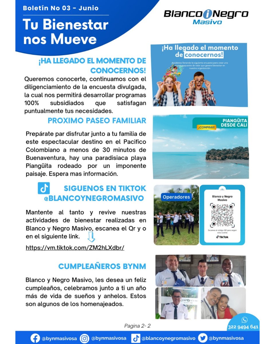 bynmasivosa's tweet image. 🔊Boletín No.3 - Junio🤍💙
🗞️Conoce las actividades de Bienestar realizadas y las noticias de la semana.
@METROCALI #boletíndeprensa #diamundialdeltabaco #cursodeexcel #educandoalacomunidad #reconocimiento #cine #royalfilms #pausasactivas #cumpleaños