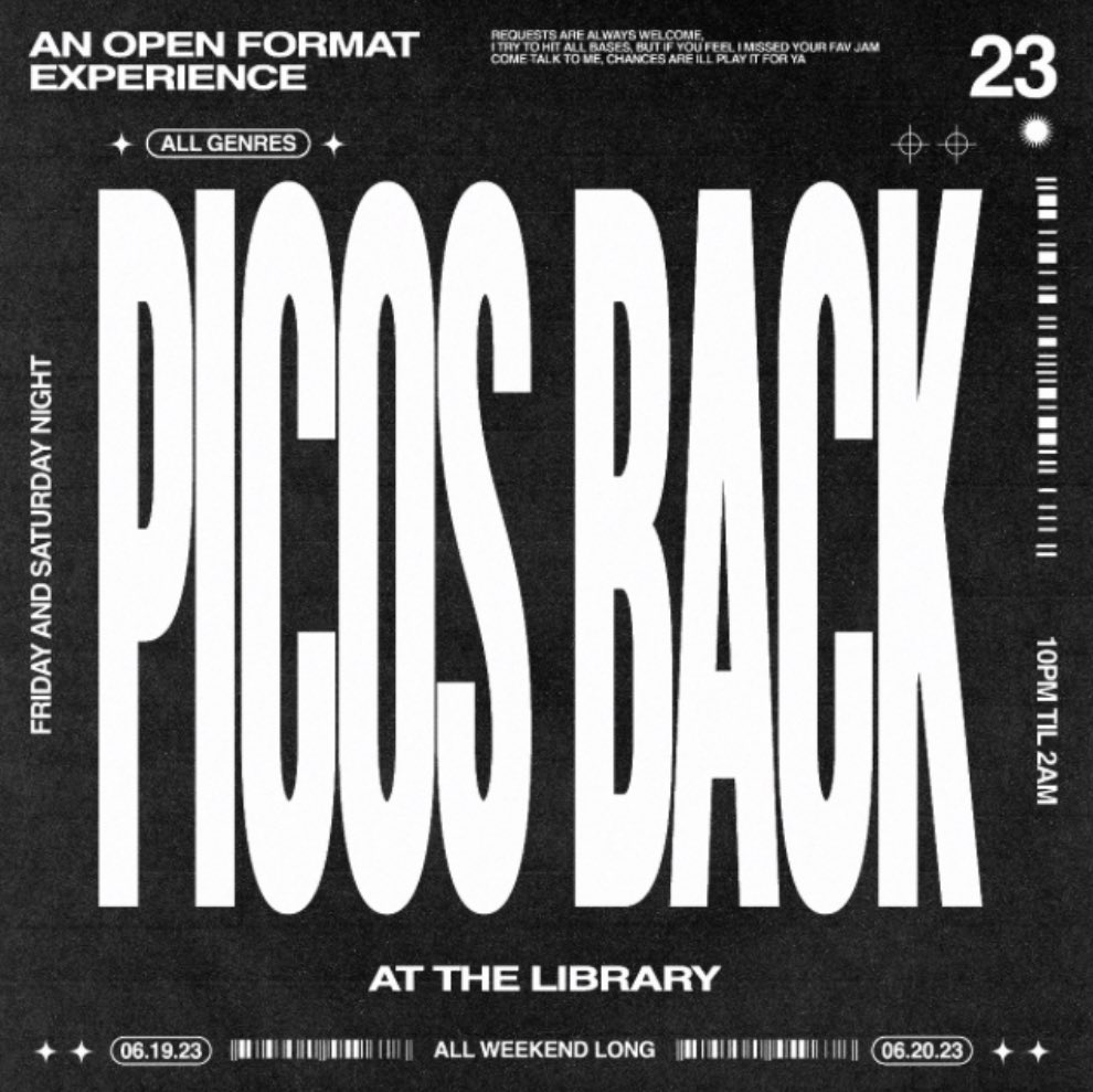 thelibrarycctx's tweet photo. @picosotx  IN THE MIX ALL WEEKEND!
FRIDAY &amp; SATURDAY 10PM-2AM https://t.co/5L7ejSnw2J