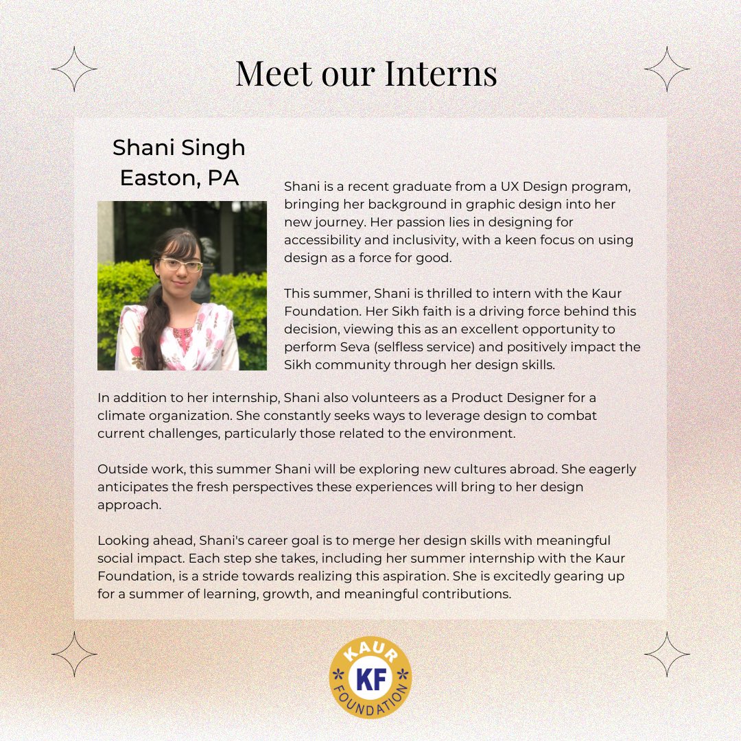 Meet Shani one of KF’s summer interns! Shani is  a 2023 graduate of <a href="/GA/">General Assembly</a>’s Universal Design (UX Design) program. We can not wait to see the work she does this summer!