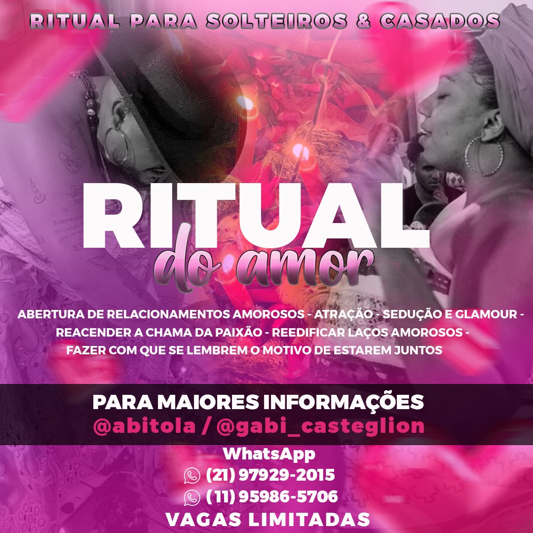 Inclusive! 

💐RESTAM POUCAS VAGAS PARA O RITUAL DE ABERTURA DE CAMINHOS AMOROSOS 💐
