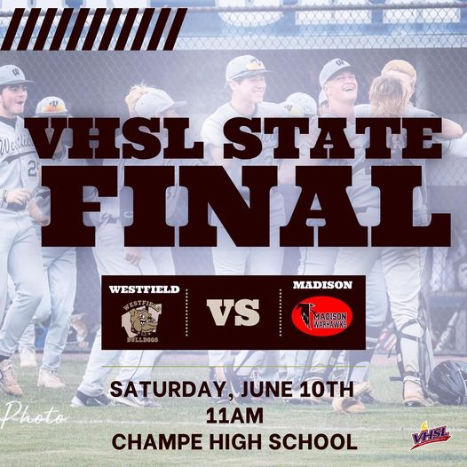 Westfield Athletic Booster Club (@wabcbulldog) on Twitter photo LET’S GO BULLDOGS!!!!
VHSL Class 6 Baseball State Championship v. Madison!!!
Saturday 11am @ Champe HS
Tickets: gofan.co/app/events/100…
Can't make it? Watch <a href="/NFHSNetwork/">NFHS Network</a>
LET’S GO BULLDOGS!!!!
#bulldogbaseball #bulldogpride #Family <a href="/DSATowle/">Terri K Towle</a> <a href="/WHSDOGPOUND/">Westfield Dog Pound</a> <a href="/T_DiBari/">Tony DiBari (he/him/his)</a> LET’S GO BULLDOGS!!!!
VHSL Class 6 Baseball State Championship v. Madison!!!
Saturday 11am @ Champe HS
Tickets: gofan.co/app/events/100…
Can't make it? Watch <a href="/NFHSNetwork/">NFHS Network</a>
LET’S GO BULLDOGS!!!!
#bulldogbaseball #bulldogpride #Family <a href="/DSATowle/">Terri K Towle</a> <a href="/WHSDOGPOUND/">Westfield Dog Pound</a> <a href="/T_DiBari/">Tony DiBari (he/him/his)</a>