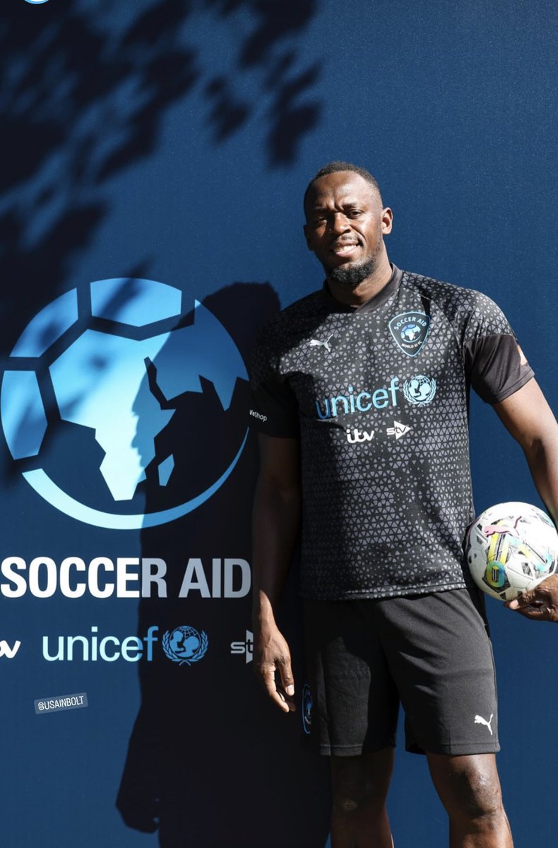 usainbolt's tweet photo. All for a good cause @socceraid 🙌🏿 https://t.co/55HyUGvUnn