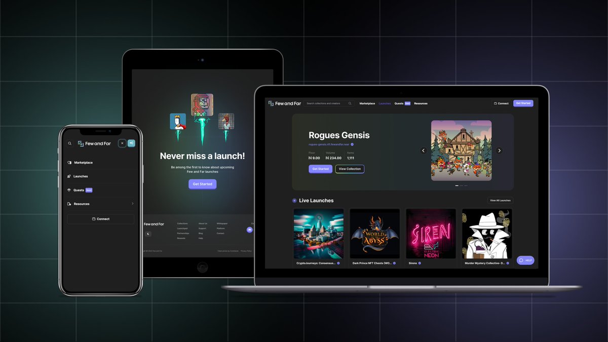 It’s been another busy week of building🔥

Check out our new refreshed launchpad UI and responsive designs that make #NFT trading seamless wherever you are 👀

👉 fewfar.com/launchpad/