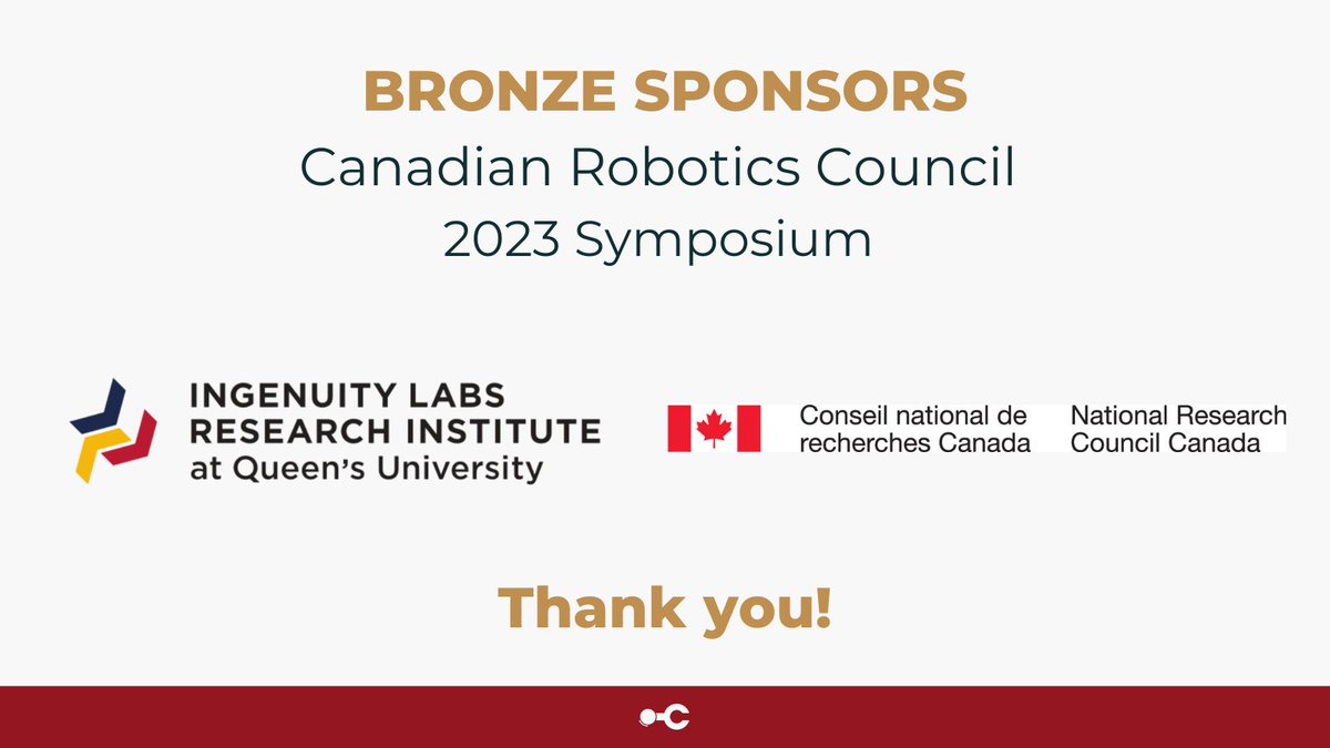 canadianrobotics (@roboticscouncil) on Twitter photo Thank you to our bronze sponsors <a href="/IngenuityLabs/">Ingenuity Labs</a> and <a href="/NRC_CNRC/">NRC Canada</a> for supporting the 2023 Canadian Robotics Council Symposium! Thank you to our bronze sponsors <a href="/IngenuityLabs/">Ingenuity Labs</a> and <a href="/NRC_CNRC/">NRC Canada</a> for supporting the 2023 Canadian Robotics Council Symposium!