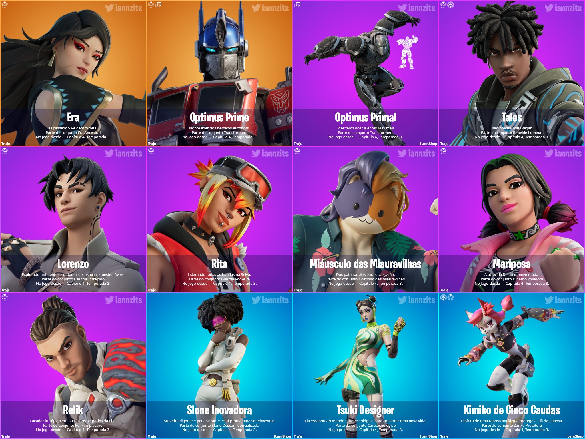 iannzits on X: Novas skins adicionadas na v18.10 do Fortnite