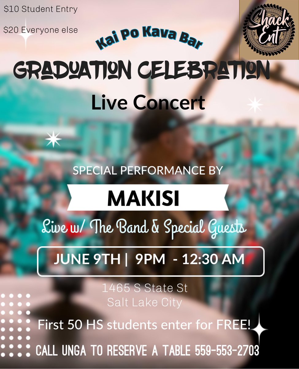 Congrats Class of 2023 🎉 Come thru tonight as we celebrate you! Kai Po in SLC throwin y’all a whole ass party!