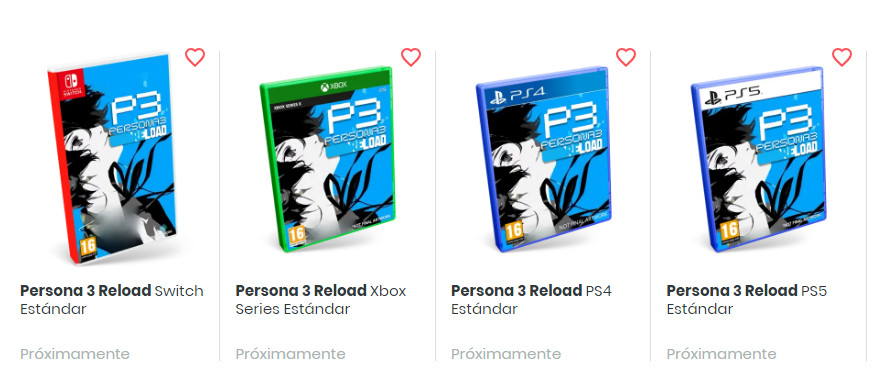 P3re PS4/5, Switch and Xbox Series physical listed in a spanish retailer, XtraLife