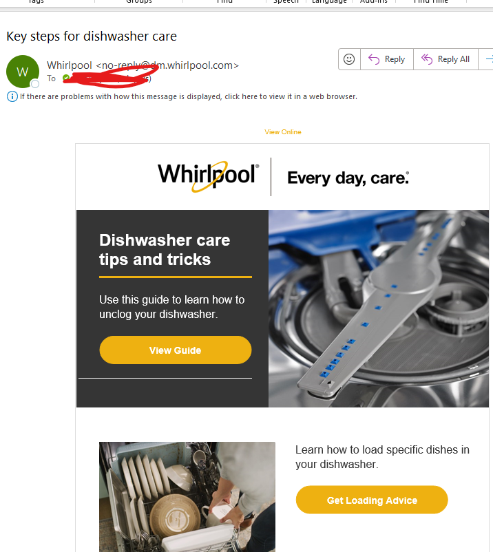 TheBonkMonkey's tweet photo. @WhirlpoolCorp  - You should send these tips to people with functioning dishwashers. At least you responded, so tip of the hat for that. @Lowes - What about my return? Policy exception?? @bbb_us @USCPSC @Oprah @TomCruise https://t.co/A4UfZITMDx
