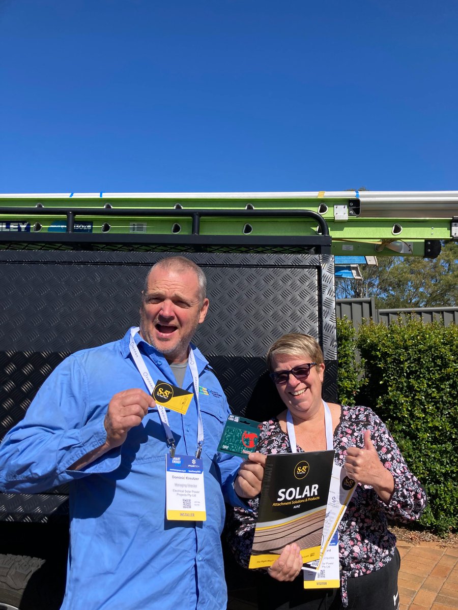 Once again, not much of a flash...but for #flashbackfriday, #congrats to two more #winners from our booth promo. @SmartEnergyCncl. #Congratulations to Dom Kreutzer and Susan Collard. Electrical Solar Power Projects Pty Ltd. #solarpower #renewableneergy #aussiesolar #bunnings
