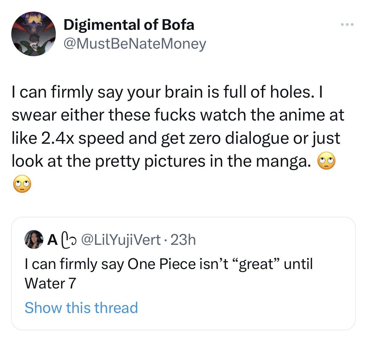 aniiixo_'s tweet photo. Me watching One Piece for the first time: “Water 7 is where One Piece gets GREAT” 

One Piece fans: https://t.co/KOkBUqFJ3E
