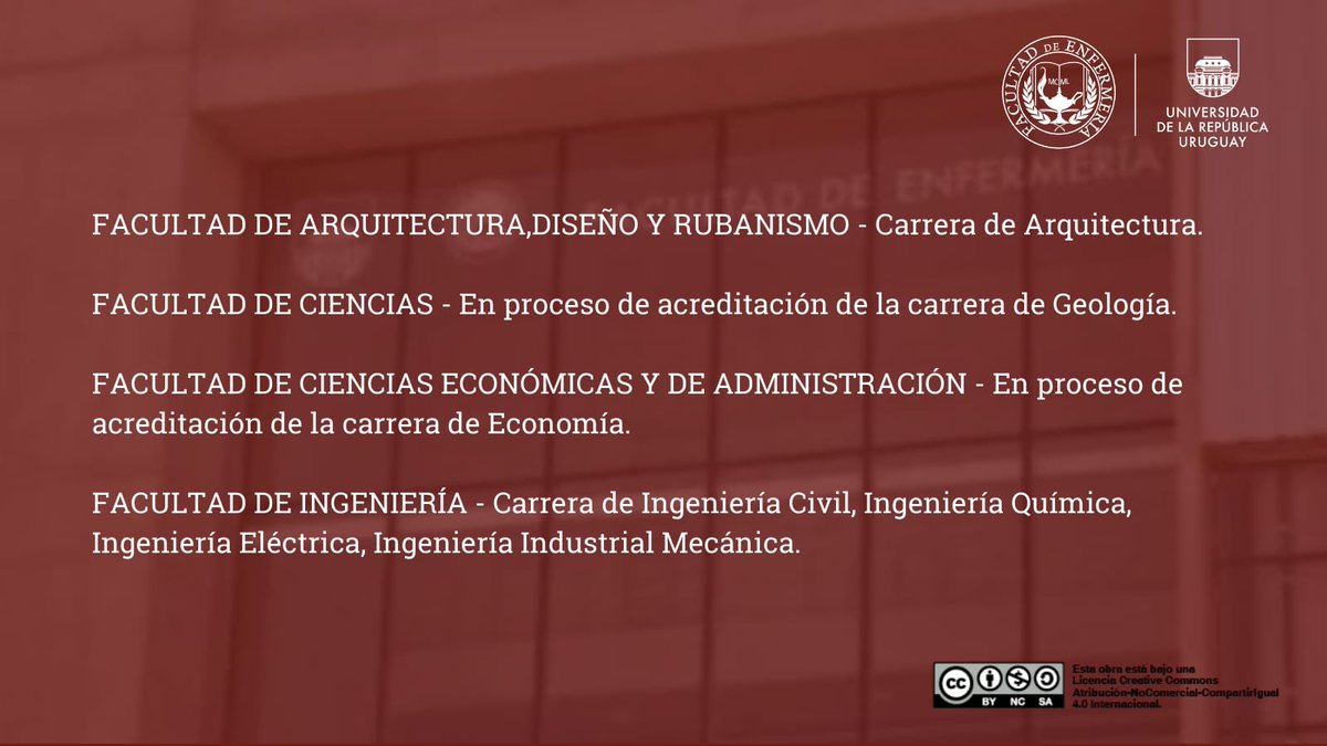 Ceciliadrc's tweet photo. Todas estas carreras están acreditadas ¡Y nuestra #fenf también!
¿Te gustaría saber más? ⬇️

https://t.co/iHEGDika2M

#Udelar
#Fenfreacredita https://t.co/8BuzzYWhYY