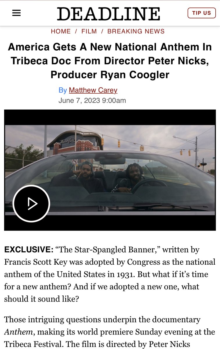 '.@petenicks has created an incredible film that takes an honest and hopeful look at our country and what makes us unique through the lens of American music.' - #RyanCoogler @deadline