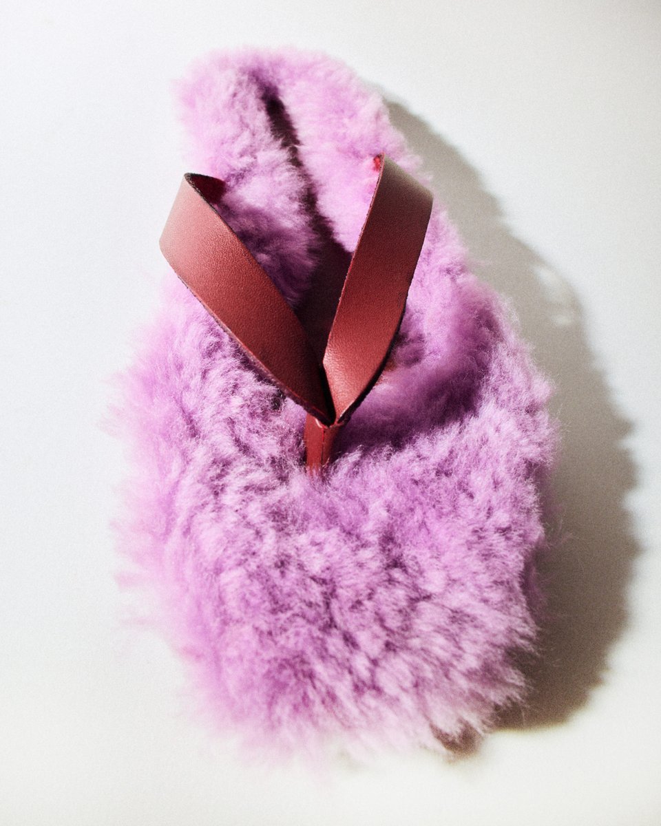 tibi's tweet image. The Bryan Shearling Flip Flop.