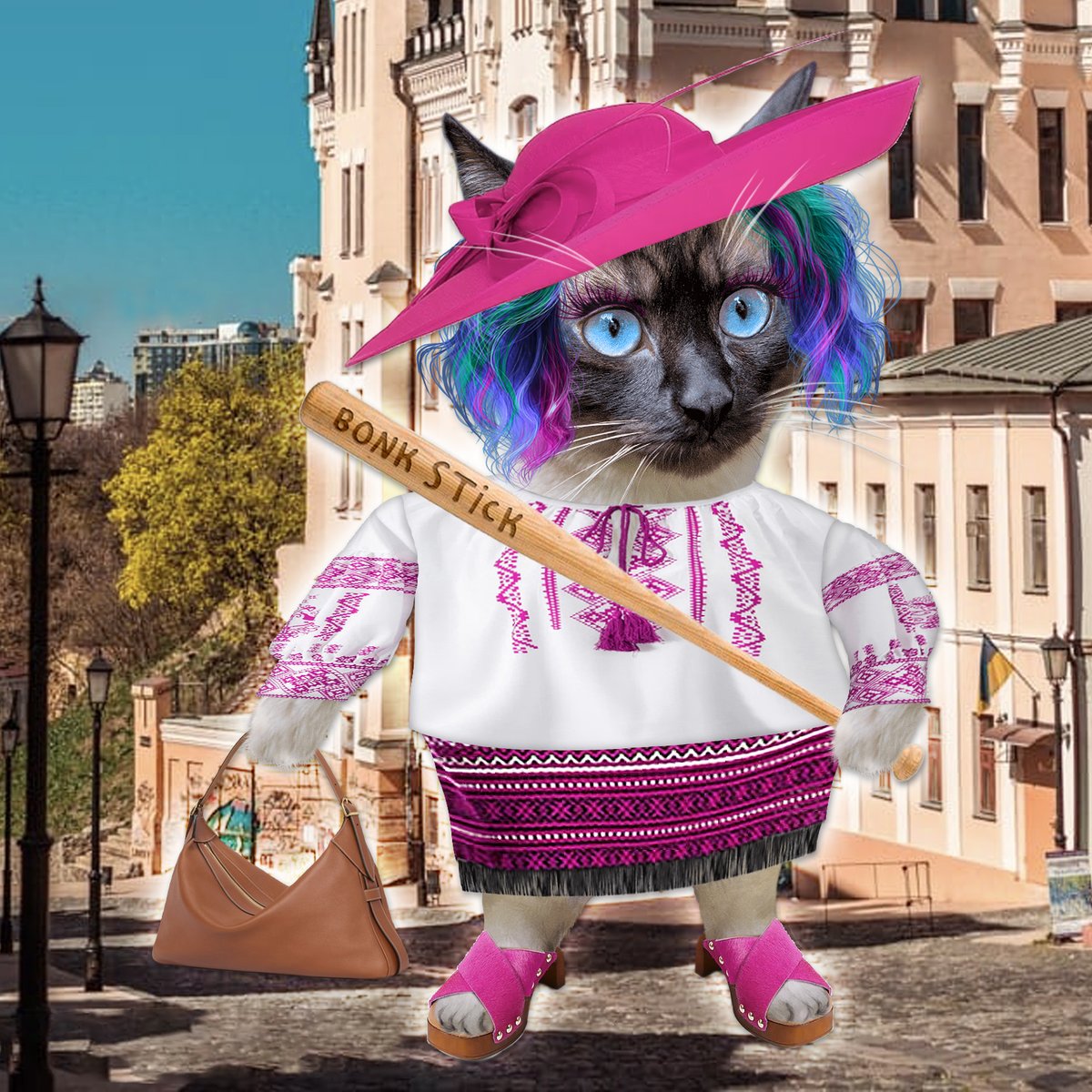Siamese cat #FellaDelivery for @HaileyMurt.   

Welcome to #NAFOCatsDivision! Russian propagandists won't stand a chance against this determined and extremely fashionable fellarina!

#SlavaUkraini #NAFOExpansionIsNonNegotiable #NAFOfellas

@fellarequests @Official_NAFO