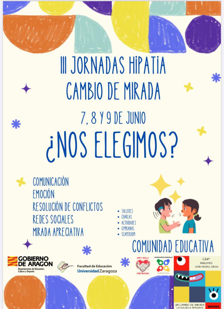 Enhorabuena  <a href="/cole_pedro_oros/">Cole Pedro Orós</a> <a href="/francho2punto0/">Francho Lafuente</a> por la fantástica organización de las Jornadas Hipatia cambio de mirada con temática ¿nos elegimos? @FacultadEducaUZ <a href="/GobAragon/">Gobierno de Aragón</a> <a href="/cpjuandelanuza/">CP Juan de Lanuza</a> 
🙌Nos elegimos
❤️Muchas gracias 🤩