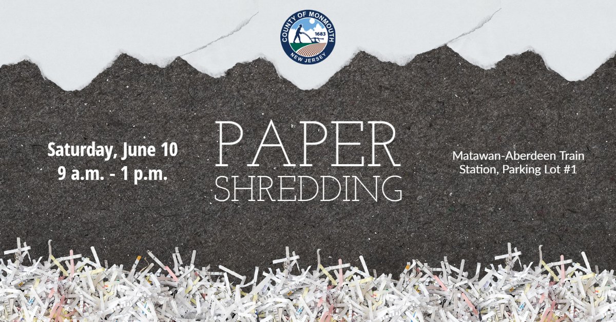 This Saturday, June 10, a paper shredding event is taking place in Matawan. It’s being held at the Matawan-Aberdeen Train Station, Parking Lot #1, from 9 a.m. to 1 p.m. For a list of all 2023 shredding dates and locations, visit: bit.ly/3YRfwji