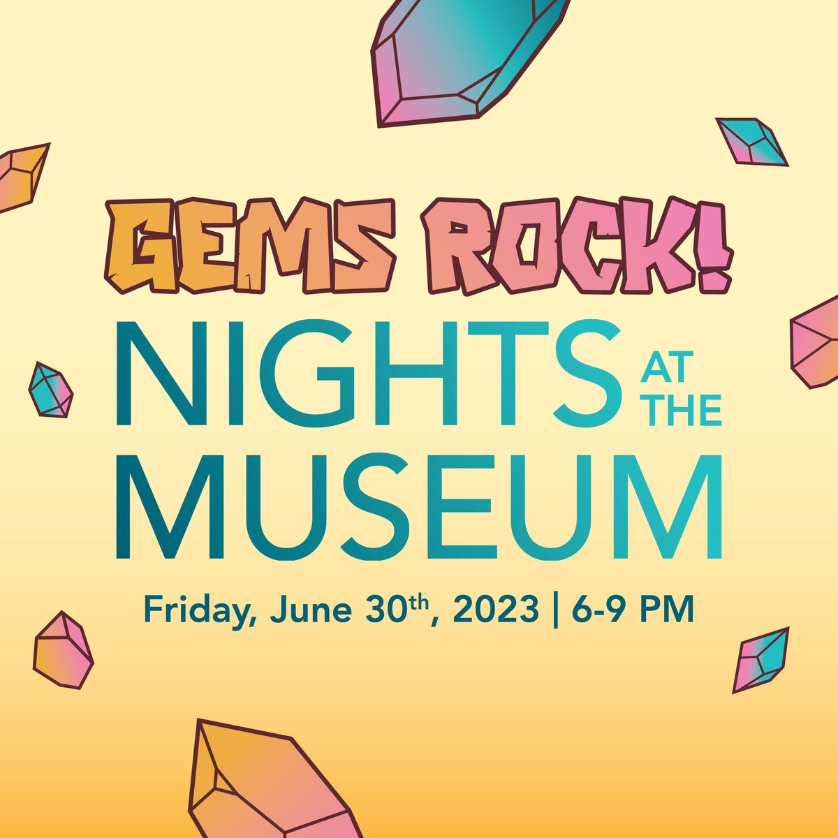CoxSci's tweet photo. Join us Friday June 30th from 6-9pm for our Nights at the Museum: GEMS Rock!💎 Create crafts, engage in labs, and so much more!🥼 Dig up the mysteries of gems and minerals like never before!⛏️

#CoxScienceCenterandAquarium #OpenEveryMindtoScience #gemstones #nightsatthemuseum https://t.co/0T2P170k3z