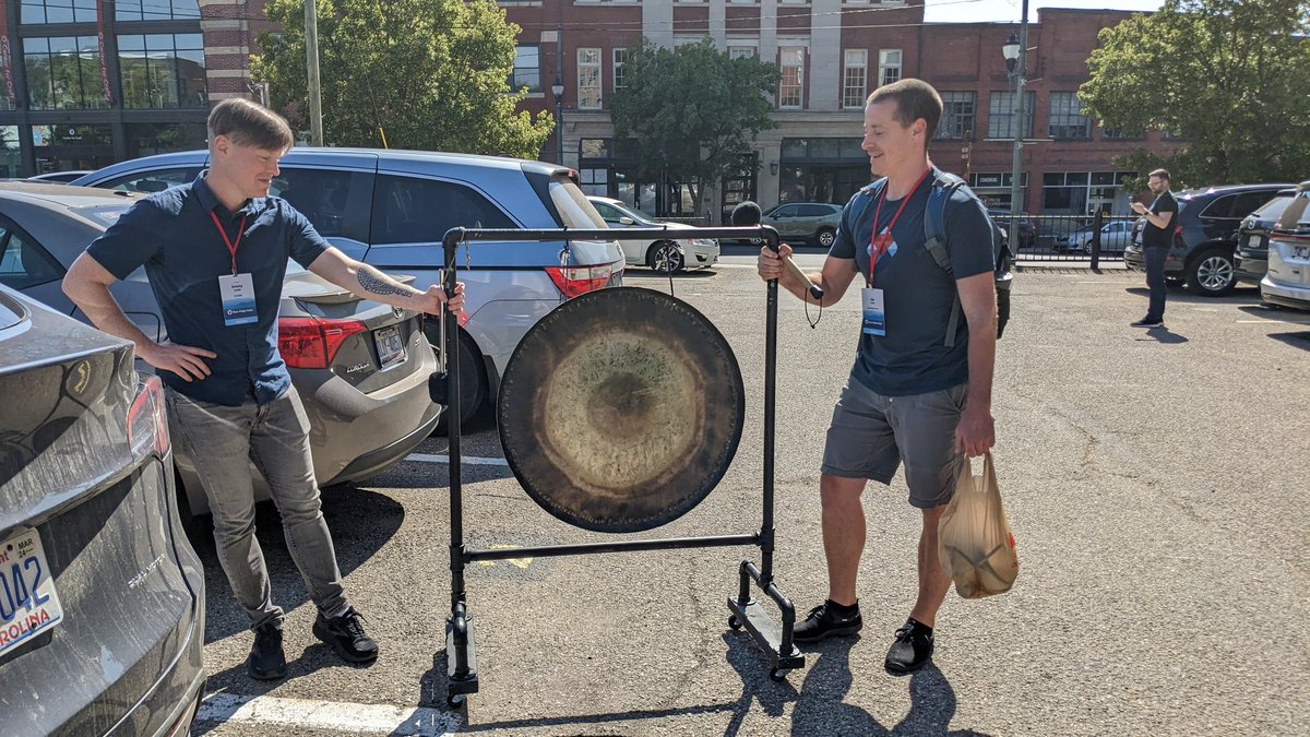 karlmccollester's tweet photo. Sound the gong! #blueridgeruby 2023 is in the books! @jeremysmithco rocked it! Thanks to the team, speakers, and attendees for a great two days! https://t.co/rWeAdG8SYn