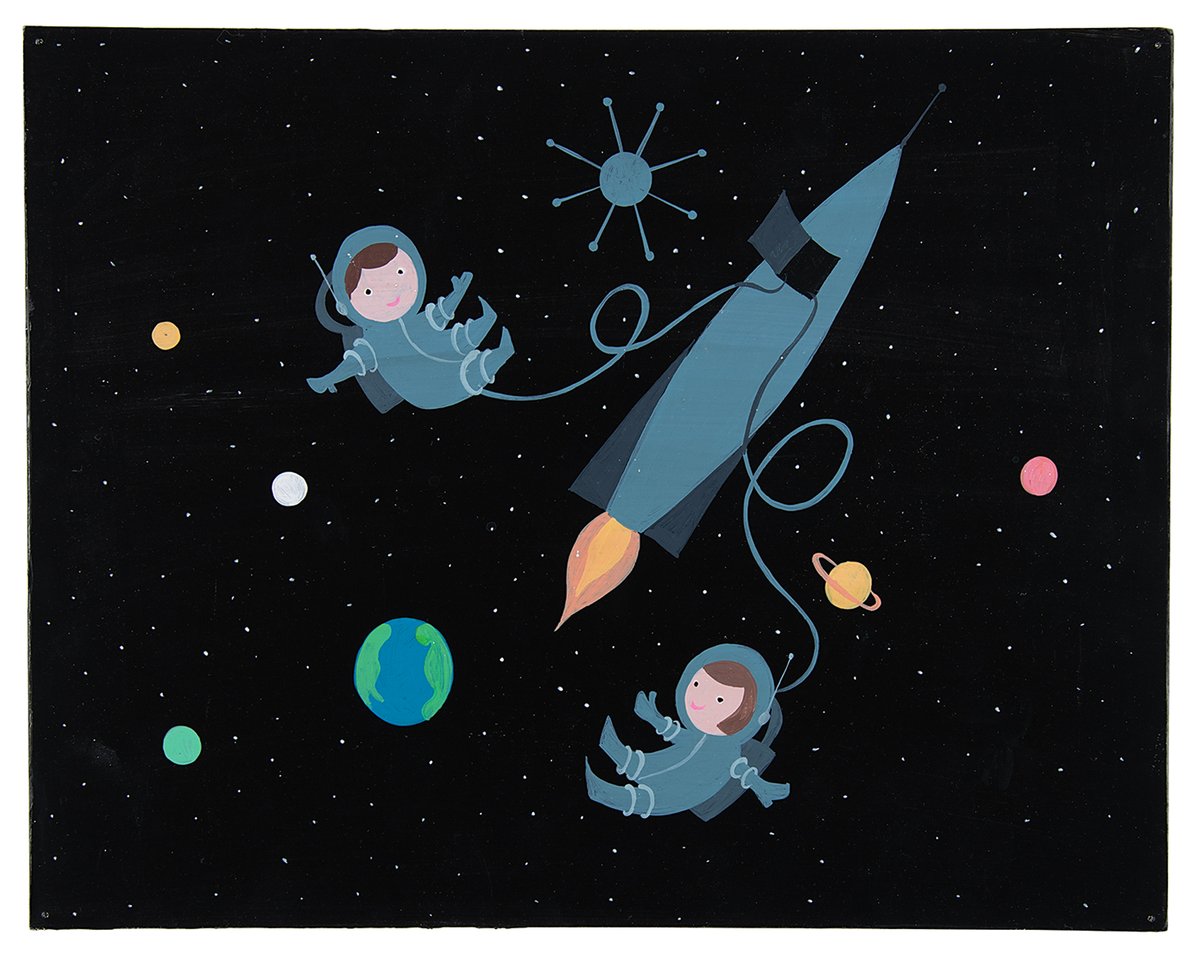 🚀 Blast off into nostalgia! 🌌 Original space-themed concept art for ‘It’s a Small World’ is up for bid @RRAuction!        Designed by the talented Mary Blair.   🎨🪐        

bit.ly/3NmJrgC                      

#MaryBlair #Disney #ItsASmallWorld #SpaceExploration