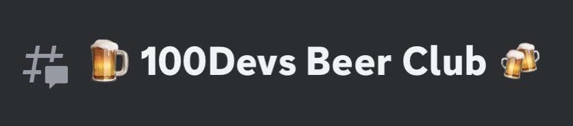 🍻 Hey #100Devs! 🍻
🍺 Love BEER?🍺
I created a new thread for us developers that love BEER! Let’s connect, network and grow our DevBeer family! Look up “100Devs Beer Club” and join the thread! Say Hi! Saturday night virtual beer meetups to connect together coming soon! RETWEET!