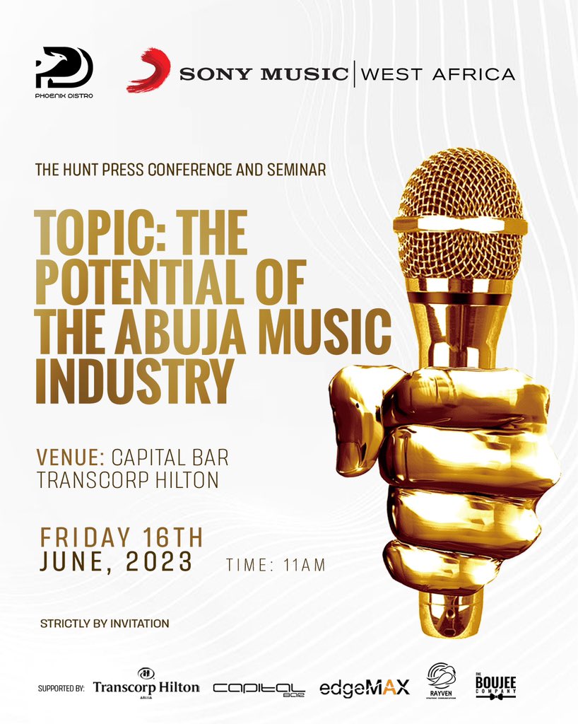 Benshinany1's tweet photo. Abuja's music scene is about to witness a seismic shift as we bring you an electrifying event like never before. 
Click the link to register now! 
https://t.co/Tf7KBJARVa
Presented by @phoenixdistro in collaboration with @sonymusic and supported by @hiltonabuja @RayvenStrategic https://t.co/GygZUNVC1l