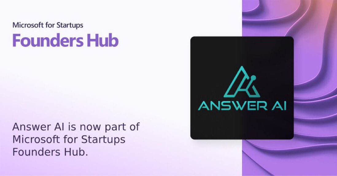 Answerai_tech's tweet image. Answer AI is now a part of @Microsoft for Startups Founders Hub

Have been working on adding subscriptions, will be launched in the next release, hopefully end of week.

Thinking of starting with a major discount, what do you guys think?

Thanks @_buildspace for the recent growth