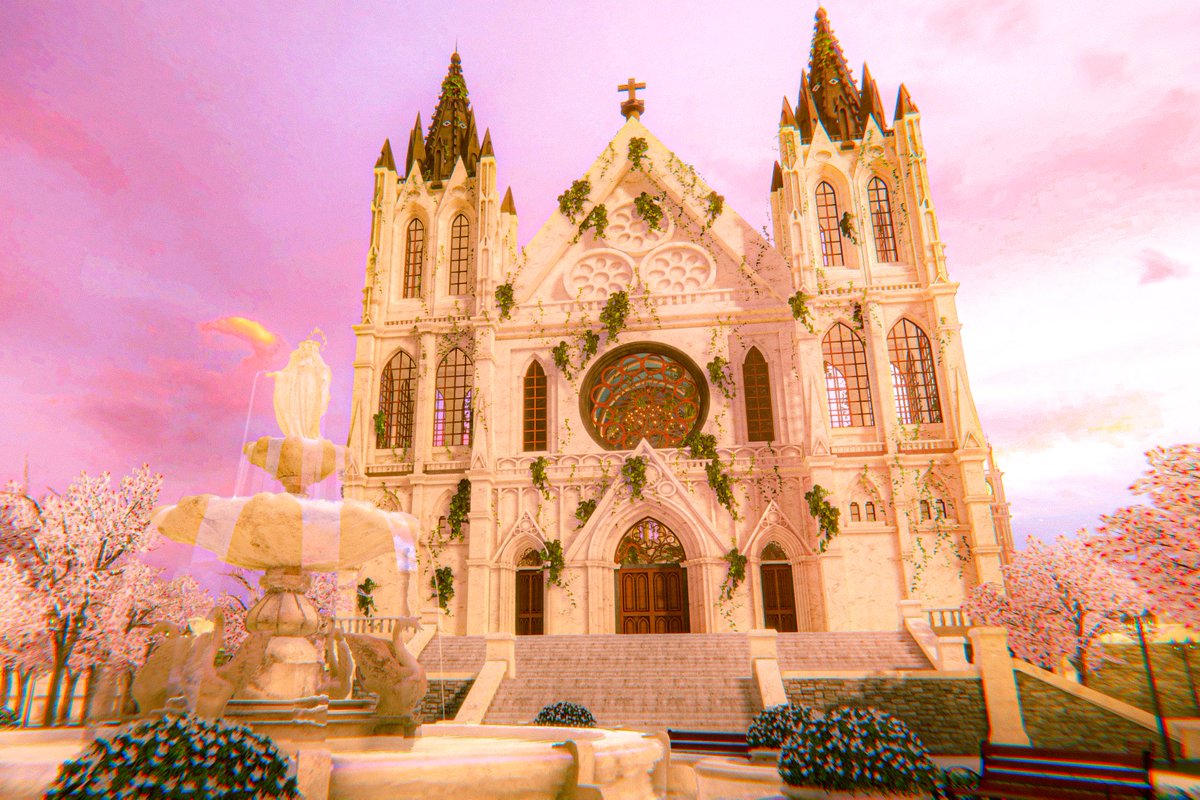 n4n0_VRC's tweet photo. 美しい聖堂や時計台が聳えるワールド

world: Sacred Heart Academy 1․82
By: Akashi Myu

#n4n0_pic 
#VRChat_world紹介 
#vrchatphotography https://t.co/cSC7mNj8cO