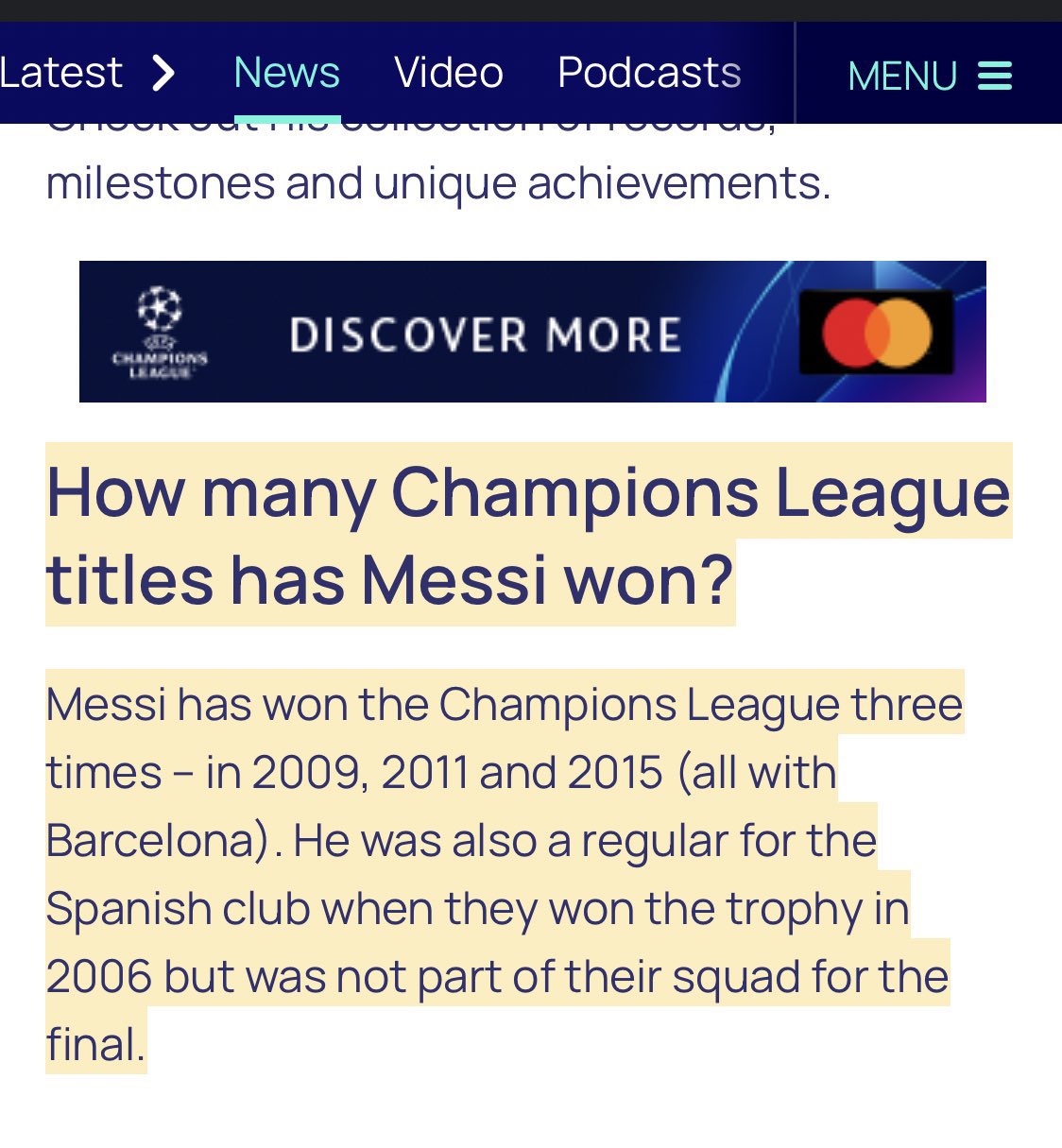 Lionel Messi: What records does he hold?, UEFA Champions League