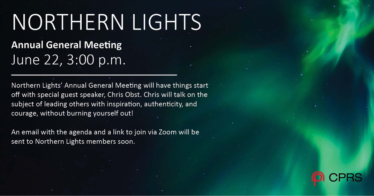 Northern Lights' Annual General Meeting is coming up on June 22. An e-mail with log-in details and the agenda will be out soon to our members. See you there!