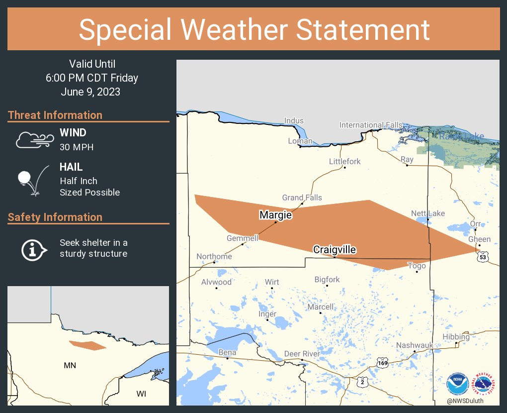 NWS Duluth on Twitter "A special weather statement has been issued for