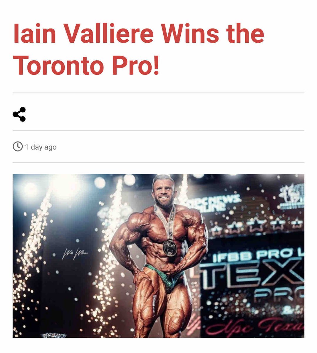 ironmagazine's tweet photo. Iain Valliere Wins the Toronto Pro!
๐ Read more here๐
๐ https://t.co/7UekfO30YE
#Iainvalliere #torontopro #mrolympia #bodybuildingcompetition #ironmagazine https://t.co/MnUrZLPfSs