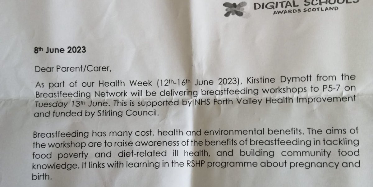 FallinFamilyHub's tweet photo. @HumzaYousaf  and instead of the Scottish government tackling the cost of living crisis, there is Scottish government funded BreastFeeding workshops for 9yr olds!? In partnership with an NHS in crisis? https://t.co/z6rbuVjGBp