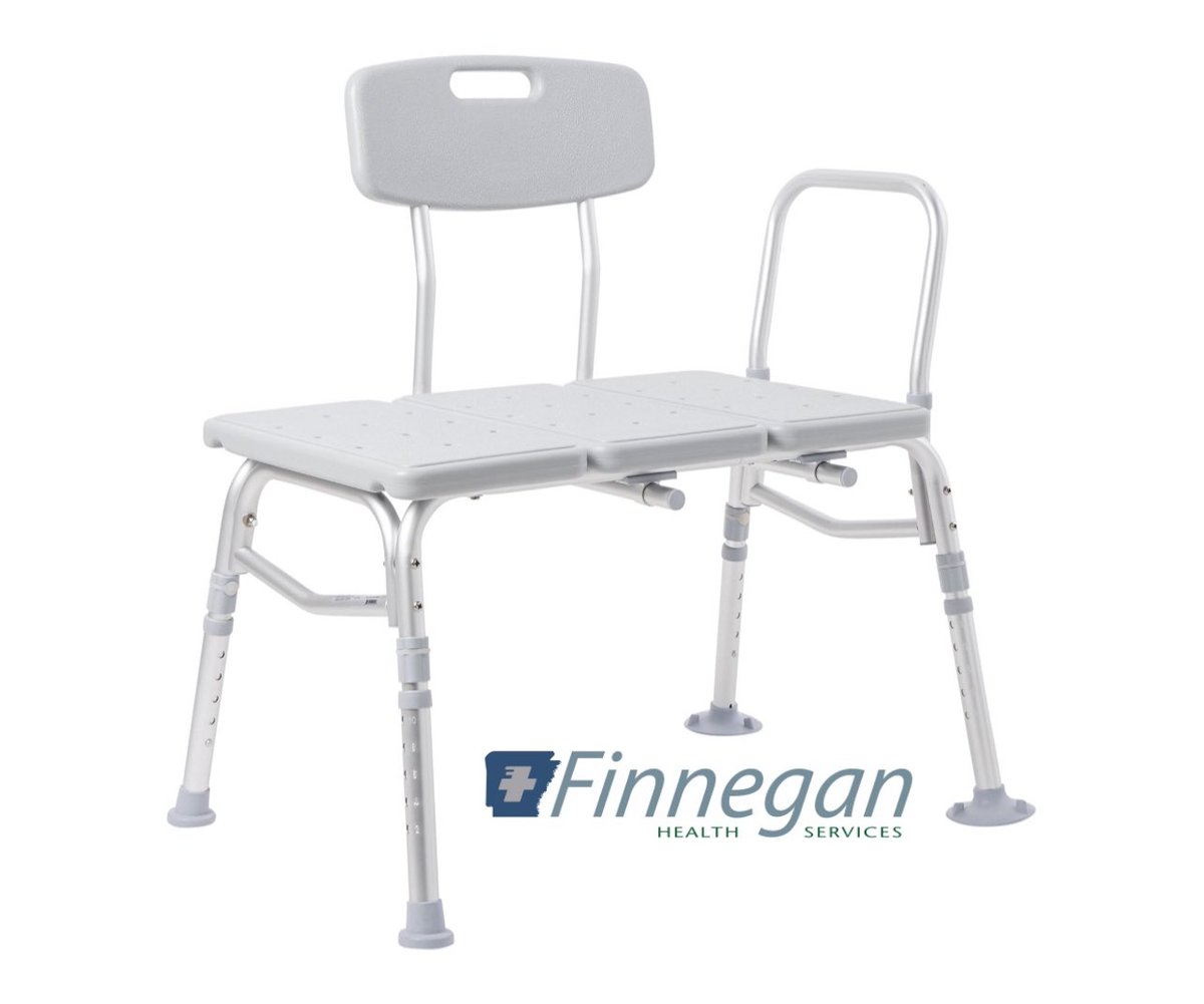 Bath Transfer Bench, Shower Bench, Push Button Adjustable Height, Removable Arm Rail, 400 lb. Capacity.  ☎️ 1-888-789-6600 or 📧 wecare@finneganhealth.com. Accept Medicaid, Medicare, PASSE & other insurances. #showerbench  #medicalsupplies