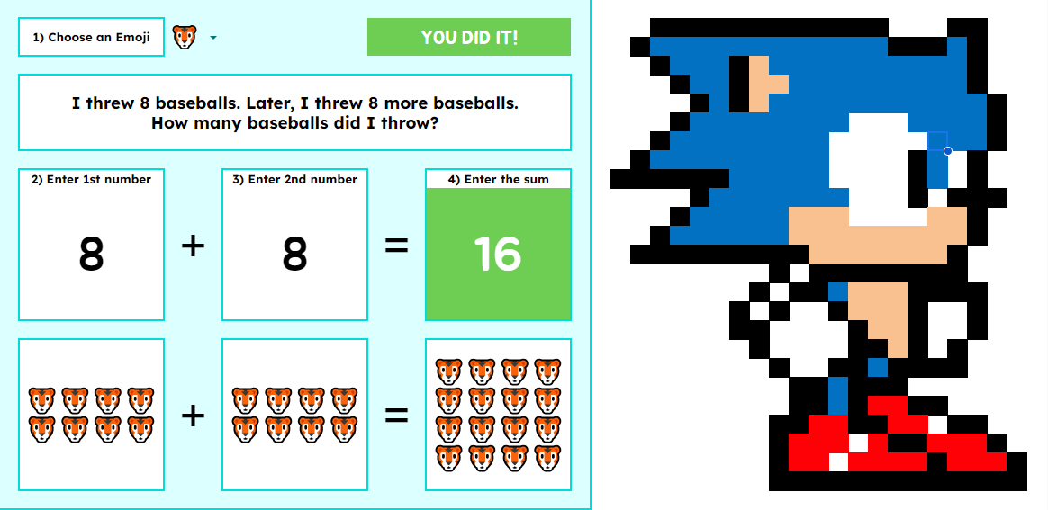 I took @ericcurts's Emoji Math activity idea in #GoogleSheets and added some pixel art. Click below to make a copy for your own #GoogleDrive to share w/ your students.

🚀 Emoji Math Pixel Art
docs.google.com/spreadsheets/d…

#edtech #edutwitter #GoogleEI #GoogleWorkspace #GoogleEDU