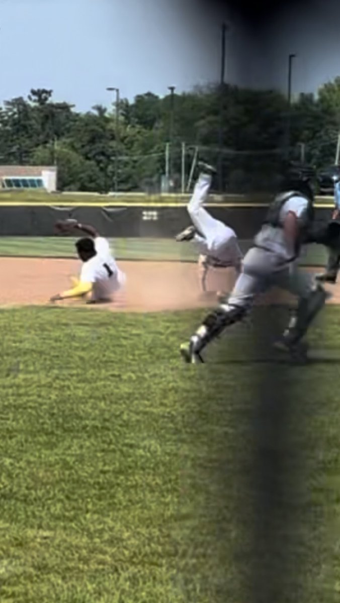 bro doin a handstand on the basepaths