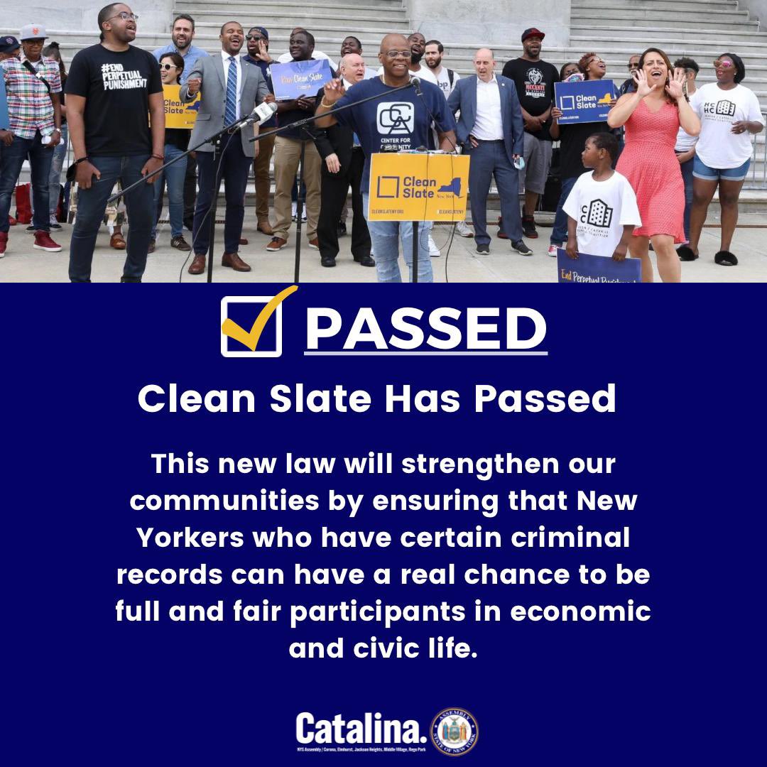 It’s official! #CleanSlate passed the Assembly & Senate, creating a path for formerly incarcerated people, who’ve paid their dues and have demonstrated willingness to reintegrate into society, with a real second chance at life. TY Speaker @CarlHeastie for your steadfast support!