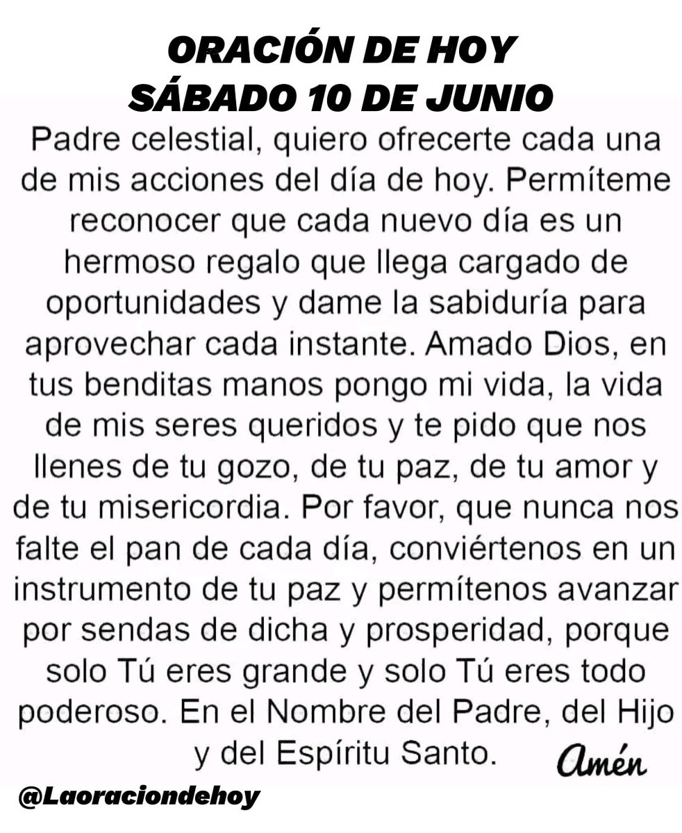laoraciondehoy's tweet photo. Oración diraria para hoy sábado 10 de junio de 2023. https://t.co/c8ohpIMOZ4