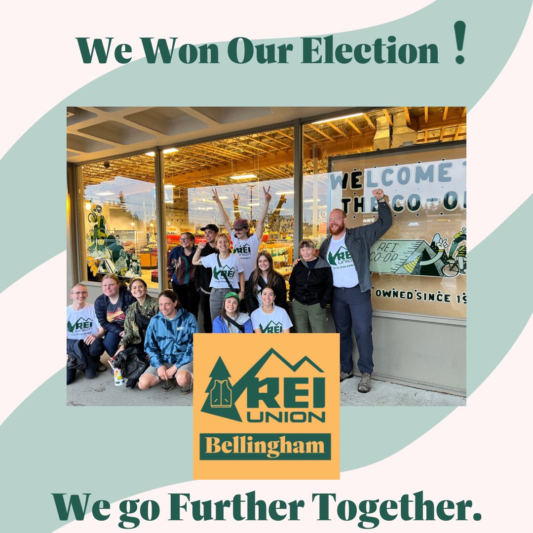 We overwhelmingly won our election! We are ready to move forward together and fight for a fair contract 🏔️🥳 #reiunion #unionyes