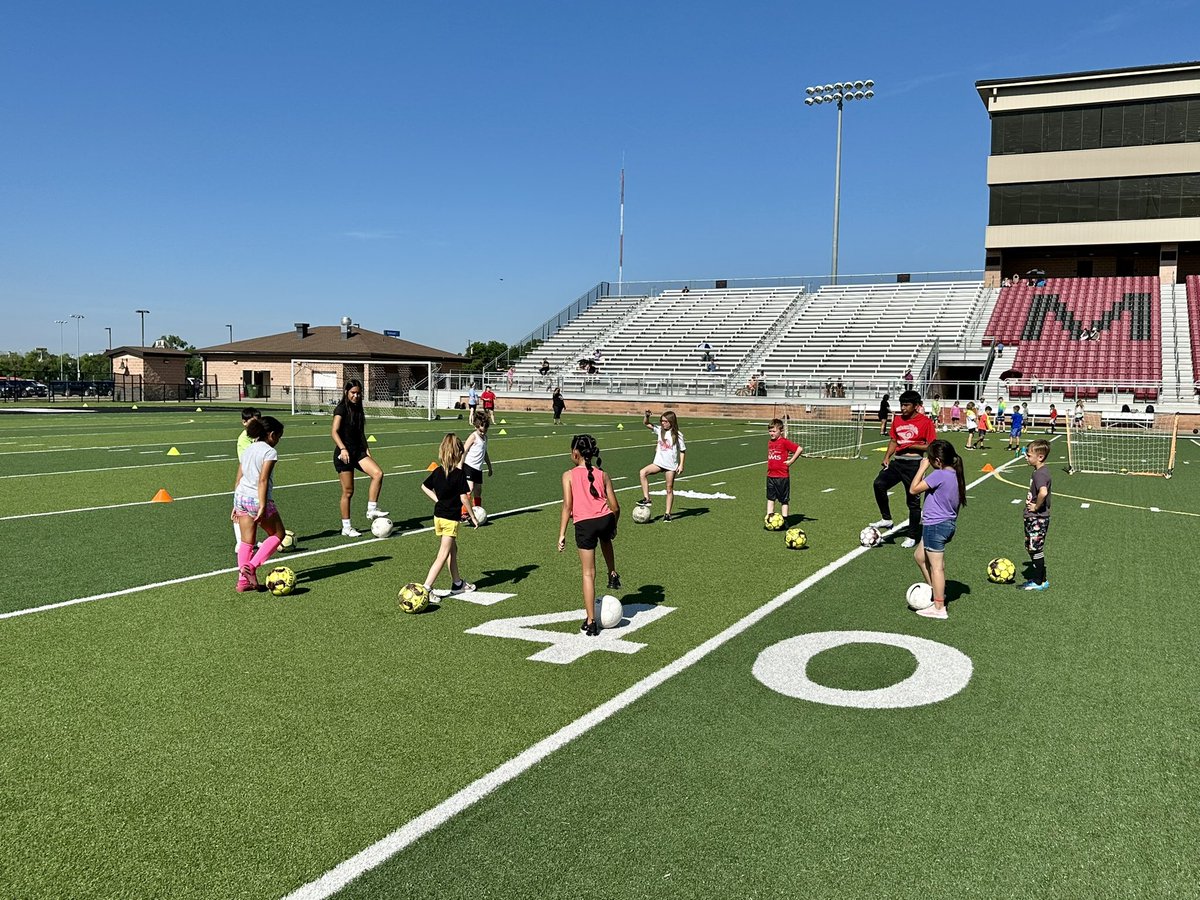 MWHS_SOCCER's tweet photo. Ram &amp; Lady Ram soccer camp 2023 was a blast. We had 122 kids come out this year &amp; this is a record number for the program. We could not have done this without all the help from present &amp; past MWHS soccer athletes. Thank you to all the campers &amp; parents for bringing your kids out! https://t.co/B6vHoy9HXg