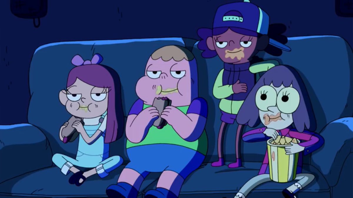 Clarence and his friends watching a movie. 💜🍿💚 #Clarence #NationalMovieNight
